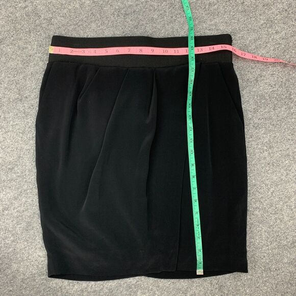 Club Monaco Faux Wrap Tulip Skirt Womens 4 Back Zip Lined Pleated Stretch Band - Picture 7 of 13